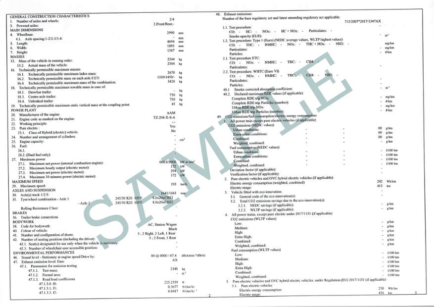 EC Certificate of Conformity JAGUAR 2